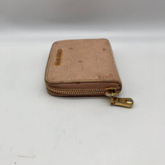 Mui Mui Beige Crocodile Print Bi-Fold Wallet - Picture 4 of 11